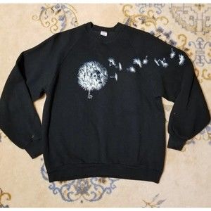 Vintage L Dandelion Sweatshirt Large Womens Black Sweater USA Vtg Tour